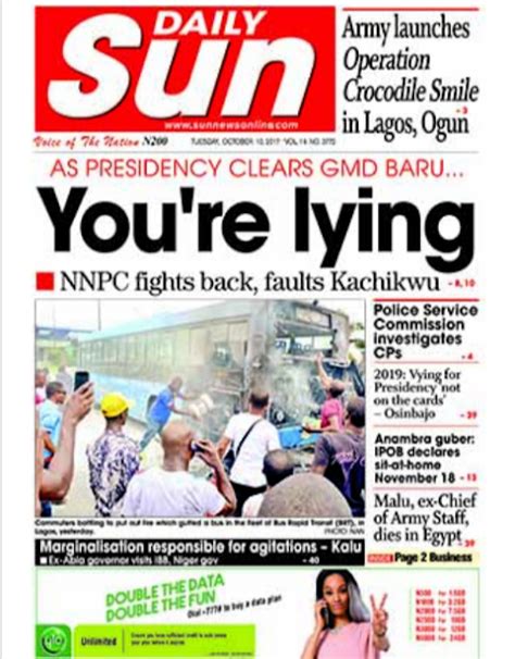 nigerian newspapers today the sun